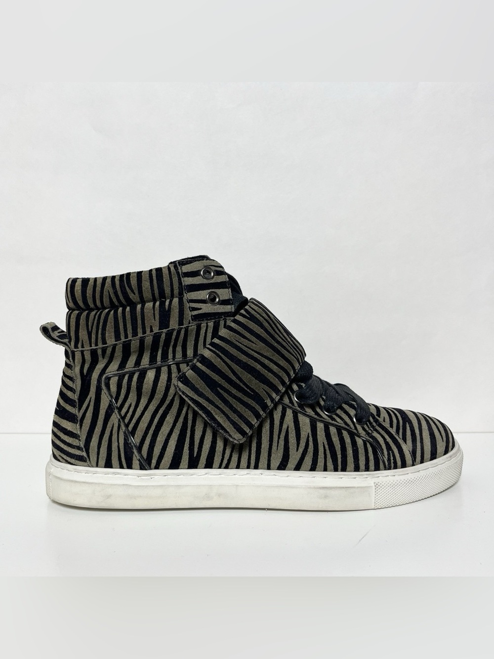 Just Cavalli Men's Suede High Tops Sneakers Size 6 (39) Green Black Zebra Luxury